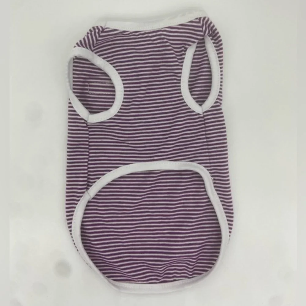 Medium Purple & White Striped Polyester Pet T-Shirt
